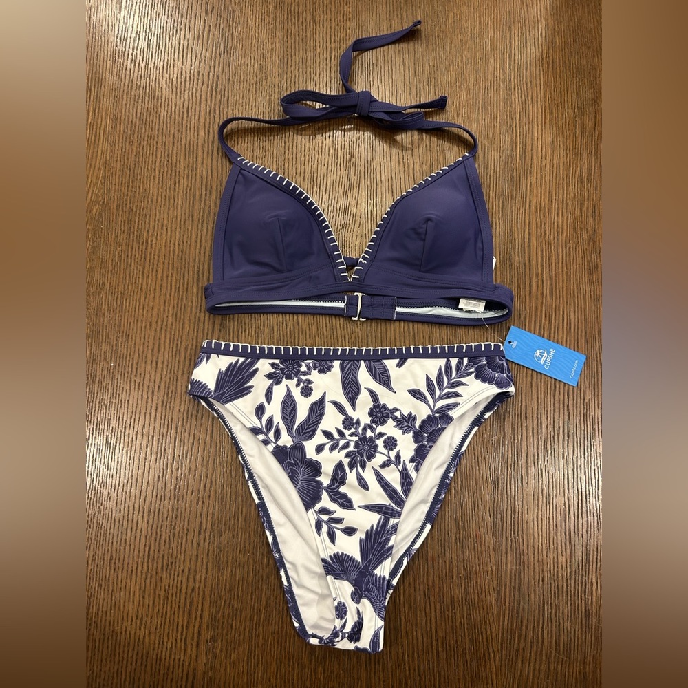 Navy Floral Two-Piece Swim Set - Women